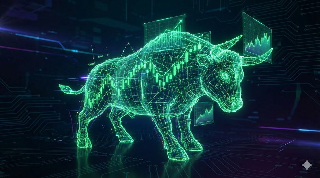 Bull market stock chart trending upwards Stock Market Image
