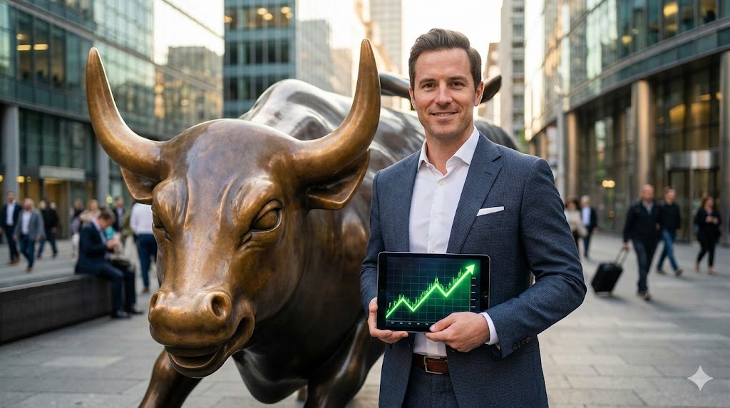 Bull market concept for contrarian financial investing Financial Market Scene