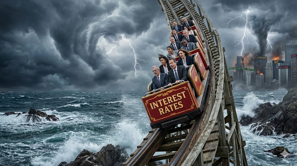 Federal Reserve FOMC interest rate decision chart Stock Exchange Concept