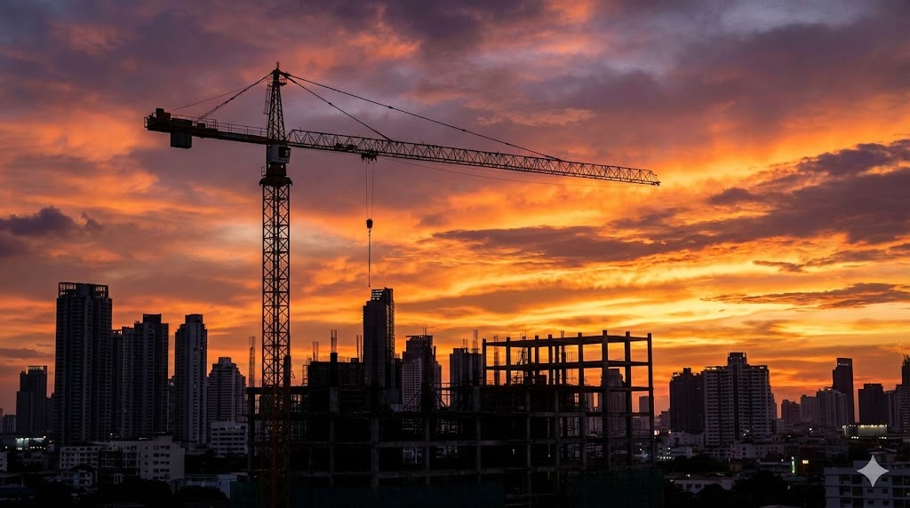 Modern glass office building skyline