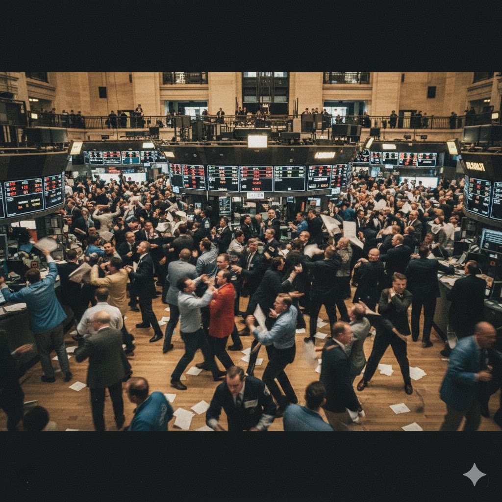 Trading Desk Monitor Displaying Stock Charts Economic Flow Reference