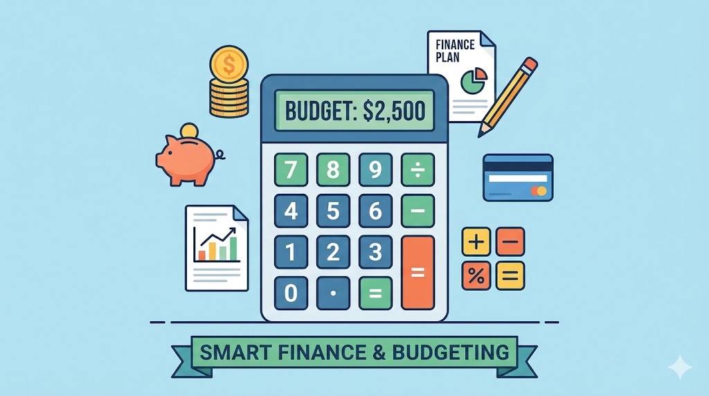 Calculator and financial documents for investment analysis